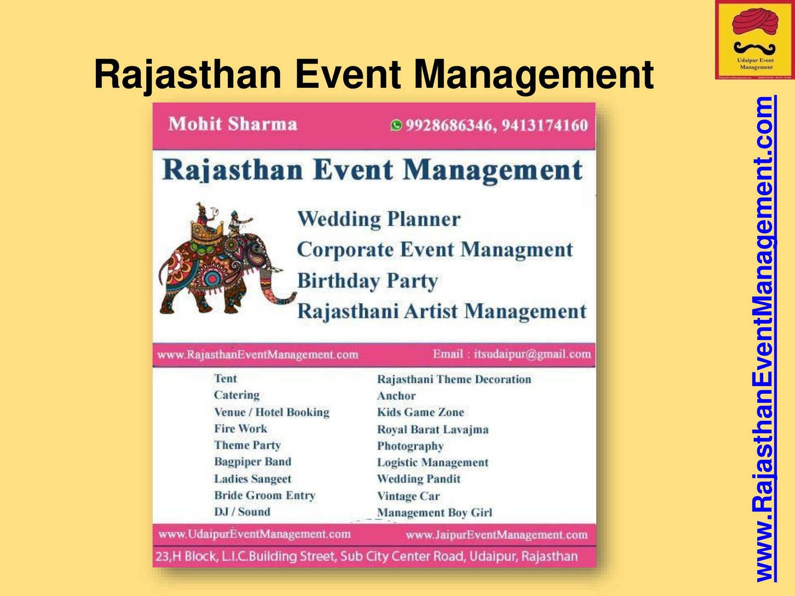 Rajasthan Event Management Contact