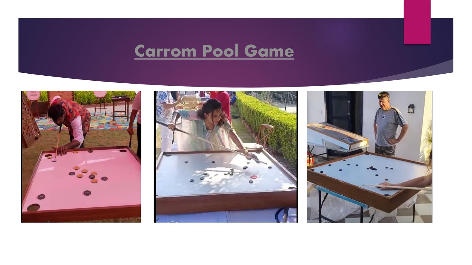 Carrom Pool Game - carnival game stall for wedding and events