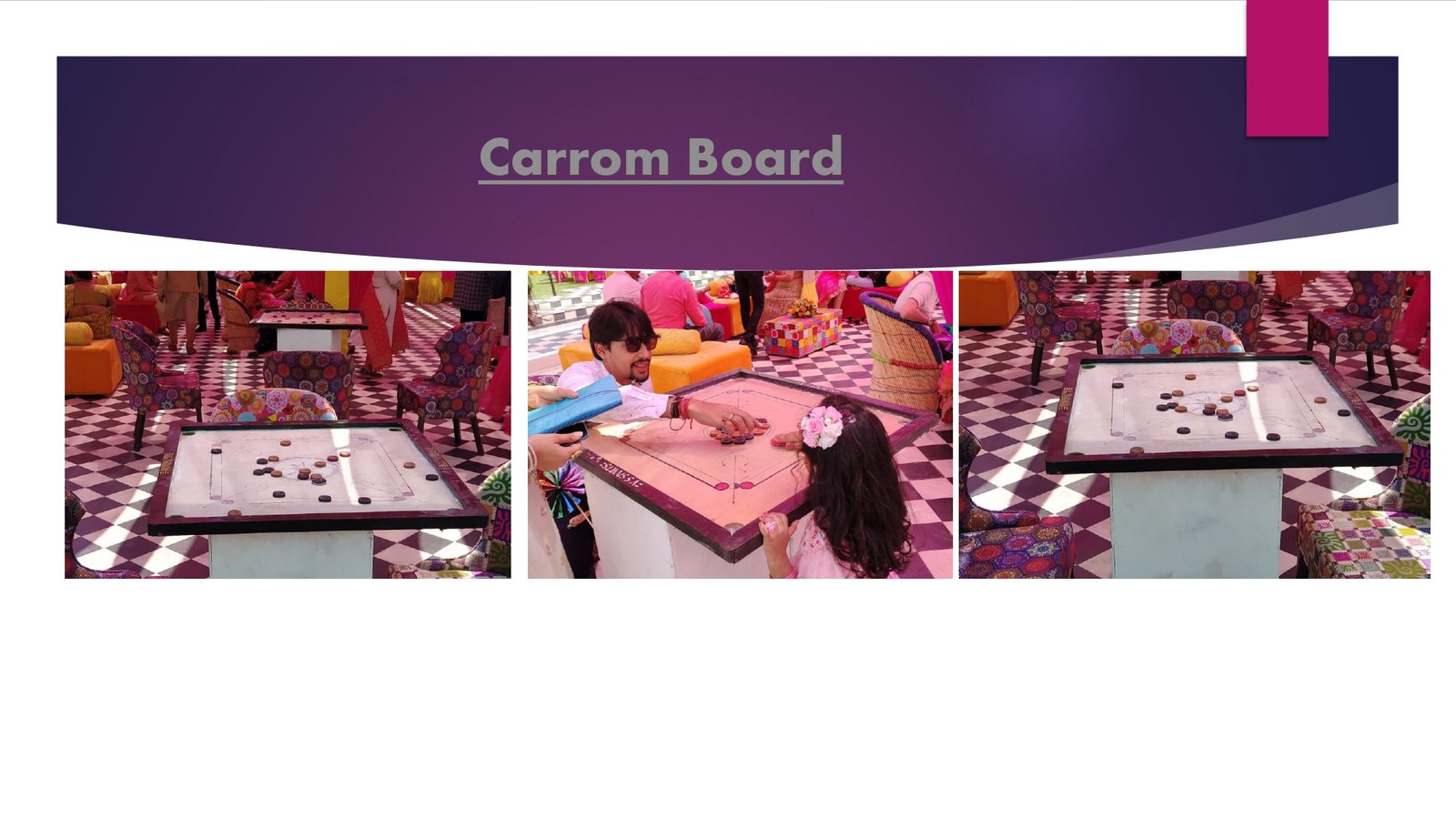 Carrom Board - carnival game stall for wedding and events