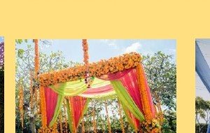 Greenery Wall with Marigold Swags - Rajasthan Artist Booking Agency